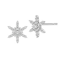 HEFANG Jewelry 何方珠宝 Snowflake晓雪雪花系列 HFH095155 迷你飘雪925银耳钉