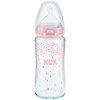 NUK 玻璃彩色奶瓶 硅胶奶嘴款 240ml 粉色水滴 0-6月