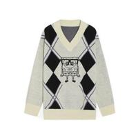 DUIBAI 对白 X 海绵宝宝 女士V领针织衫 ADE073 浅米杏 S