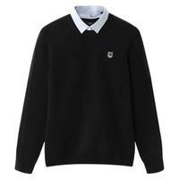 HLA 海澜之家 男士双领针织衫 HNTJD4D154A/3QL 黑色 M