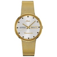 MIDO 美度 Men's Swiss Automatic Commander Gold-Tone PVD Stainless Steel Mesh Bracelet Watch 37mm