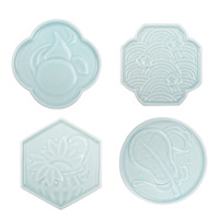 苏州博物馆 影青杯垫 风调雨顺 8.5*8.5cm 青白