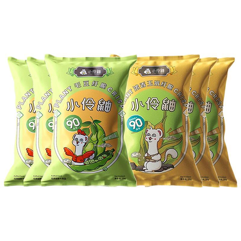 xiao ling you 小伶鼬 纤脆组合装 2口味 20g*6袋(毛豆脆火鸡味20g*3