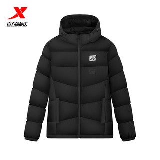 XTEP 特步 羽绒服男2021冬季新款保暖男装潮流连帽字母印花运动上衣外套