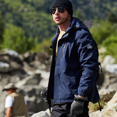 jeep 吉普 秋冬冲锋衣男三合一户外运动连帽保暖男式冲锋衣抓绒两件套