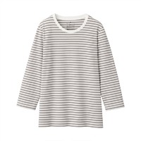 MUJI 無印良品 女士圆领七分袖T恤 BBK01A1S