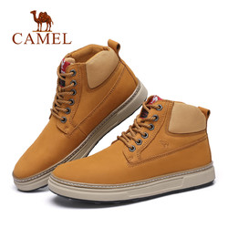CAMEL 骆驼 特卖骆驼男鞋冬季高筒男士头层牛皮工装鞋户外休闲高帮鞋男靴