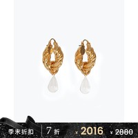 REJINA PYO 2021秋季女金色黄铜镀24K金和树脂耳环