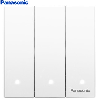 Panasonic 松下 开关插座面板 三开单控开关面板 LED开关 悦宸系列86型 WMWM515 白色