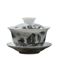 瓷牌茗茶具 CPM-207DP 青花白瓷盖碗 210ml 隐居图