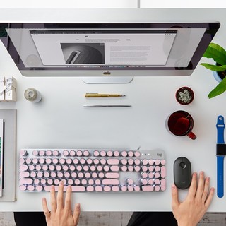 logitech 罗技 K845 104键 有线机械键盘 粉色 国产茶轴 单光