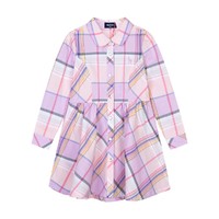 HAZZYS 哈吉斯 HZPCGD45CZ589 女童长袖连衣裙 格紫 145cm