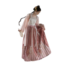 檀香阁 改良 宋制汉服 花鸟行吟 女士长褙子吊带百褶裙 粉色 S