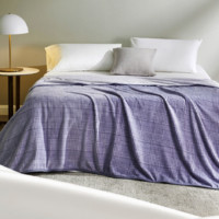  罗莱生活 LUOLAI 家纺 温莎公爵 千鸟格法兰绒毛毯 灰色 200*230cm