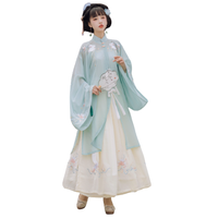 檀香阁 改良 明制汉服 若灵 女士对襟衫吊带齐腰裙 绿色 S