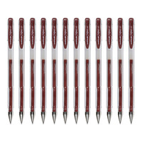 uni 三菱铅笔 三菱（Uni）UM-100彩色中性笔签字笔 0.7mm学生办公防漏墨啫喱笔考试笔 棕色 12支/盒