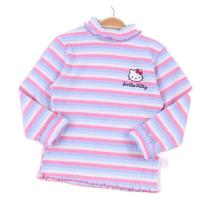 Hello Kitty 凯蒂猫 KT03D09435 女童条纹高领长袖T恤 紫色 110cm