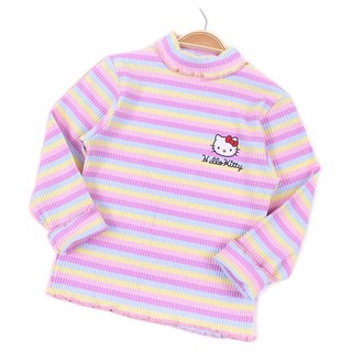 Hello Kitty 凯蒂猫 KT03D09435 女童条纹高领长袖T恤 粉色 130cm