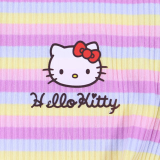 Hello Kitty 凯蒂猫 KT03D09435 女童条纹高领长袖T恤 粉色 130cm