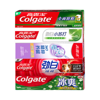 Colgate 高露洁 牙膏套装 (全面防蛀140g+劲白小苏打120g+360°精粹养龈90g+光感卓研火山矿物臻白焕亮120g+冷萃龙井冰爽型120g)