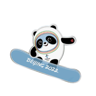 奥林匹克冰墩墩运动造型胸针单板滑雪