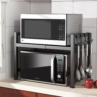 本王（BW）微波炉架可伸缩烤箱架子家用多层厨房置物架台面  可伸缩+6挂钩