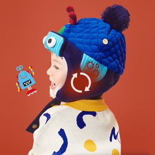 lemonkid 柠檬宝宝 LK2200010 儿童护耳雷锋帽 蓝色机器人 S