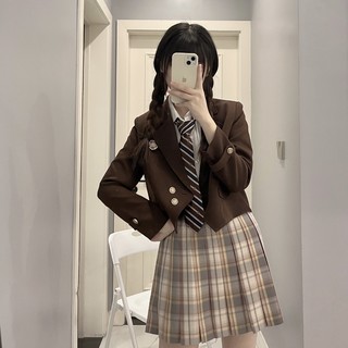 七月熙 伦敦晚报 JK制服 棕色格裙