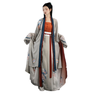 檀香阁 宋制汉服 莲 女士褙子宋抹百迭裙 浅绿色 S