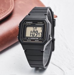 CASIO 卡西欧 手表男Casio数显方块石英表时尚运动防水手表男表W-218H-4B