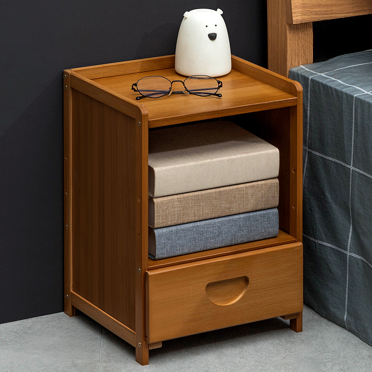 实木复古床头柜