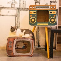 D-cat 多可特 波奇 多可特宠物猫抓板窝猫咪玩具猫窝一体爪板耐磨 复古电视机-12斤内猫咪适用