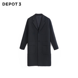 DEPOT3 男装大衣 原创设计品牌长款宽松立体工装口袋翻领西装大衣