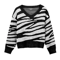 gonblick 北欧时刻 女士V领针织衫 21317141893 黑白 XS