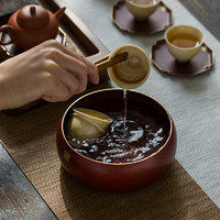 SUYI 素以 雪说茶具 纯铜上彩水盂茶洗大号特大家用日式茶水缸小号建水水洗 铜茶洗-红