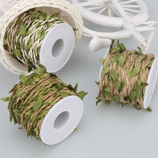 5毫米麻绳子树叶混织森林系列麻绳清新装饰麻绳绳子DIY背景藤条 本色腊线树叶10米一卷