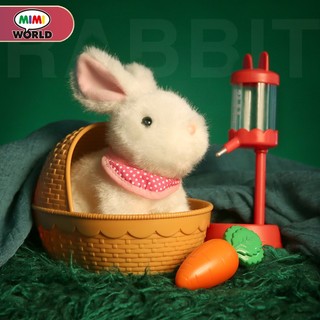 mimiworld 电动兔子毛绒儿童宠物玩具会蹦跳 3-6岁女孩玩具白色拉比兔MW60200