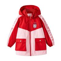 Hello Kitty 凯蒂猫 K173050 女童连帽风衣 中国红色 150cm
