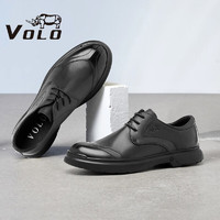 VOLO 犀牛（VOLO）男鞋商务休闲皮鞋时尚透气舒适鞋子男 黑色 155205151D 41