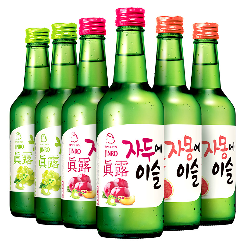 Jinro 真露 利口酒组合装 3口味 360ml*6瓶（西柚味*2瓶+青葡萄味*2瓶+李子味*2瓶）