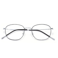 裴漾 8822 黑银色纯钛眼镜框+平光防蓝光镜片