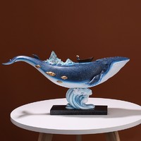PLUS会员：Yazun 雅尊 创意客厅鲸鱼艺术摆件 54x20x26cm 树脂 现代简约装饰品