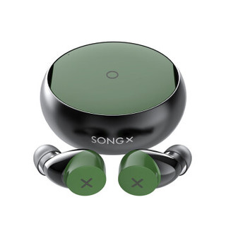 SONGX美国SONGX真无线TWS蓝牙耳机双耳跑步健身防水入耳式隐形超长待机续航运动适用苹果华为小 暮光绿 官方标配
