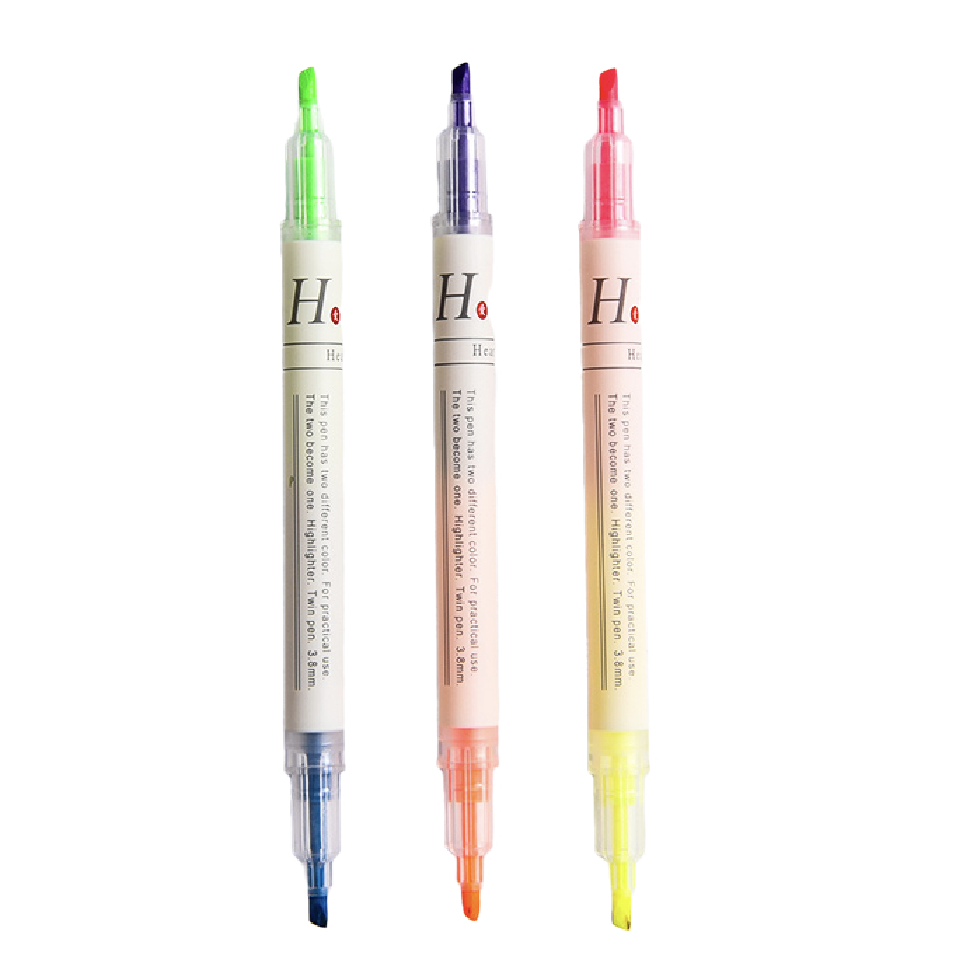 柏利baili wcygb3z 双头荧光笔 混色 3支装