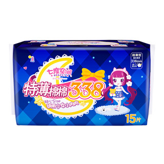 SPACE7 七度空间 少女系列 特薄棉棉超长夜用卫生巾 33.8cm*15片