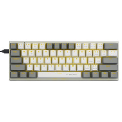 e元素 Z11 61键 有线机械键盘 白灰色 国产青轴 单光