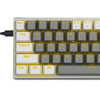 e元素 Z11 61键 有线机械键盘 灰白色 国产红轴 单光