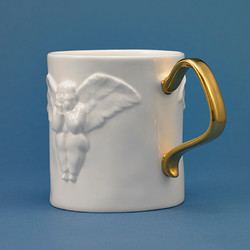 稀奇 骨瓷茶杯金把天使浮雕 马克杯 7.8cm*9.3cm