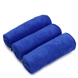 奥吉龙 洗车毛巾擦车布专用加厚吸水不掉毛大小号多功能刷车巾蓝色三条装
