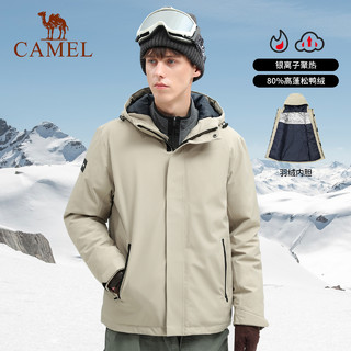 CAMEL 骆驼 羽绒内胆冲锋衣男女2021秋冬新款加厚滑雪服户外防风防水外套  A1W231150 幻影黑 XS